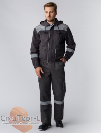 Костюм Титан-2 СОП IMP (тк.Смесовая,210) п/к, т.серый/св.серый с капюшоном - фото